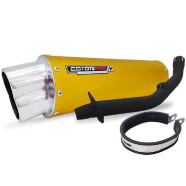 Imagem de Escape / Ponteira Coyote RS5 Boca 8 Aluminio Oval Dourado - XRE 300 - 