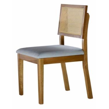 Imagem de Par Cadeiras Hera Madeira Maciça Encosto Rattan Móveis Mundial, Mel