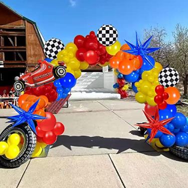 Imagem de Race Car Balloons Arch Garland Kit with 145 Pcs Race Car Birthday Party Decorations Balloons for Monster Truck Party Race Car Theme Birthday Party Supplies