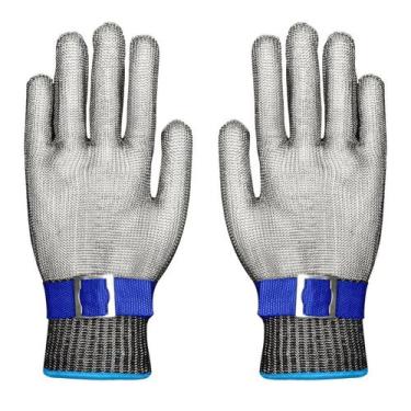 Imagem de Kit 2 Luvas De Açougueiro Anti Corte Malha De Aço Inox Fios  - Mebusqu