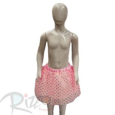 Imagem de Saia Tule com estampa coração dourado - 30cm - Rosa Bebê - Mod 422 - 0