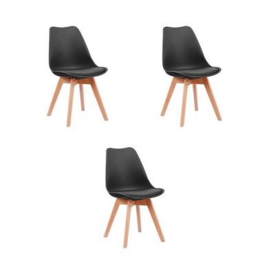 Imagem de Kit 3 Cadeiras Jantar Leda Preta Polipropileno - Rivatti