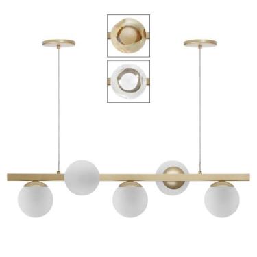 Imagem de Pendente Luminalux Madrid 5 Globos 120mm Moon Trilho Moderno, Champanh