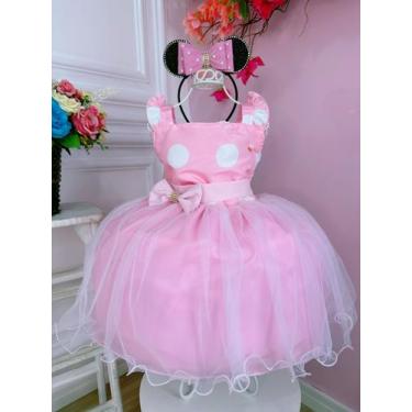 Imagem de Vestido Infantil Rosa Bolinhas C/ Broche Strass Luxo - banana club, 12