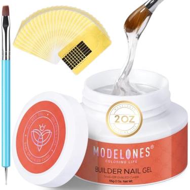 Imagem de Modelones Kit Builder Nail Gel - Kit de extensão transparente Gel rígido para unhas 59 ml Conjunto de arte de manicure em acrílico reforçado com 100 peças de formas duplas e pincel de acrílico de uso
