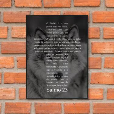 Imagem de Quadro Salmo 23 Decorativo Capítulo Bíblia Lobo Cruz 20x28cm - CAMALEÃ