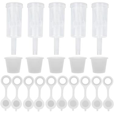 Imagem de DESENNIE Conjunto de três peças de bloqueio de ar perfurado #6 rolha e ilhós para fermentação, fabricação de vinho, fabricação de cerveja, chucrute, picles, etc. (pacote com 5)
