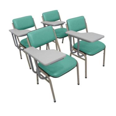 Imagem de Kit com 4 Cadeiras Escolar Universitária para Auditórios Linha Hotel Smart Verde