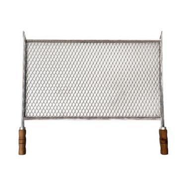 Imagem de Grelha Inox 40x60 Tela Expandida Sem Emenda Cabo de Madeira - INOX LAU