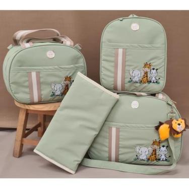 Imagem de Kit De Bolsa Maternidade Tema Safari Com Trocador E Mochila - Mk baby,