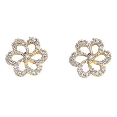 Imagem de Touchstone Brincos femininos indianos de Bollywood Fashion feitos à mão com zircônia cúbica simulada de zircônia cúbica de designer em tom dourado ou ouro branco., Zircônia cúbica, Sem pedra preciosa