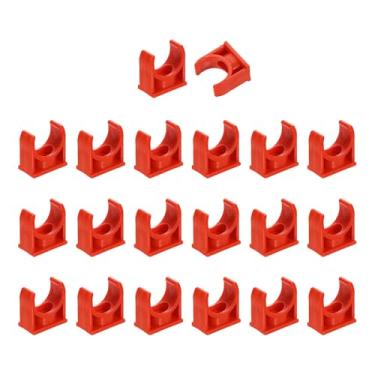 Imagem de uxcell 20 peças de grampos de tubo de água de PVC, fivelas de mangueira de tubulação em forma de U, suporte de tubo de irrigação para 20 mm OD para bandejas de TV, tubulação, tubo de suporte de