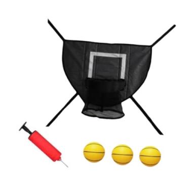Imagem de UGPLM Conjunto de acessórios para cesta de basquete e trampolim com 3 mini bolas de basquete e 1 bomba de trampolim, acessórios para jogos de treinamento, Bola Amarela