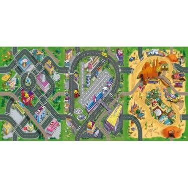 Imagem de Tapete Infantil Criança Grande Pista Carrinho Corrida Carros 2x1m Lona