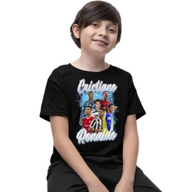 Imagem de Camiseta Infantil Menino Cristiano Ronaldo Futebol - Delite, Preto, 16