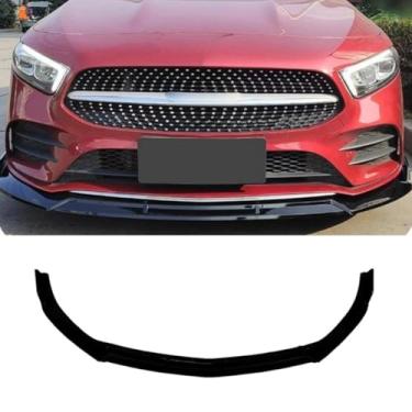 Imagem de Lábio do para-choque dianteiro do carro compatível com A-Class W177 2018+ divisor dianteiro difusor spoiler body kit acessórios para carro (preto brilhante)