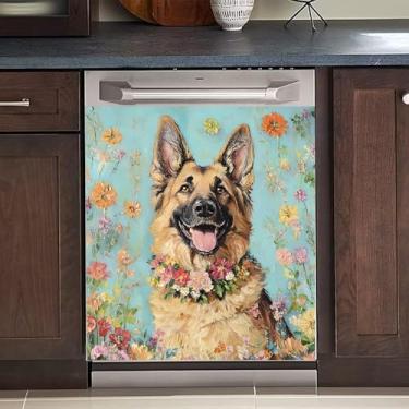 Imagem de Adesivo magnético para lava-louças, capa reutilizável para painel de geladeira e lavadora - Adesivo decorativo fácil de aparar 58 cm L x 66 cm A para eletrodomésticos (Cão 2, 58 cm x 66 cm)
