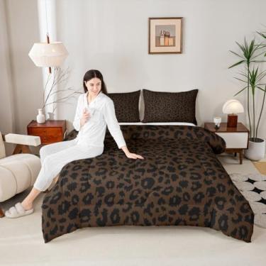 Imagem de Manfei Jogo de cama solteiro com estampa de leopardo, estampa de guepardo marrom e preto, 2 peças, edredom de pele de animais selvagens para todas as estações, decoração de quarto de crianças, meninos
