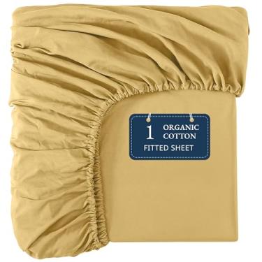 Imagem de Lane Linen Lençol solteiro 100% algodão orgânico (99 x 190 cm) - lençol com elástico 100% algodão super macio - lençol de cama de algodão leve e durável - Casulo