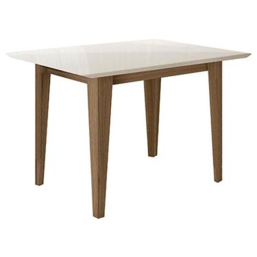 Imagem de Mesa De Jantar 120cm Kate Carvalho Off White Tampo Com Vidro – Poliman