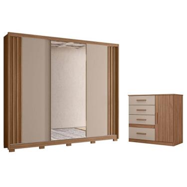 Imagem de Guarda Roupa Casal Arizona E Cômoda Vênus Carvalho Fendi - Moval