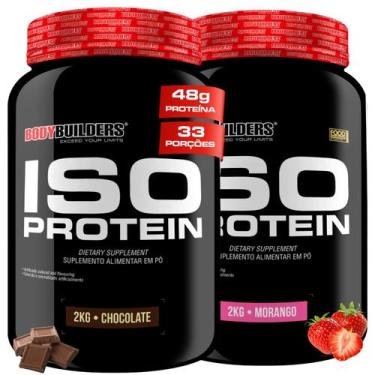 Imagem de Kit 2x Whey Protein Isolado Iso Protein 2kg Bodybuilders, Chocolate e 