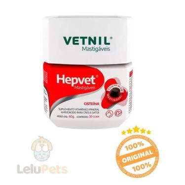 Imagem de Suplemento Vitamínico Cães Gatos Hepvet Mastigáveis 30 Comp - Vetnil