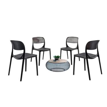 Imagem de Conjunto com 4 Cadeiras Zoe Preta em Polipropileno Moderna Mobília