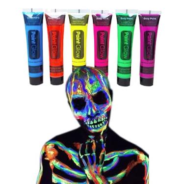 Imagem de Tinta Fluorescente Glow Neon: Kit com 6 Cores Sortidas Festa Balada Halloween