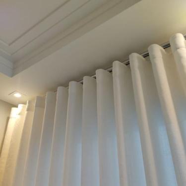 Imagem de Cortina Luxuosa Voil Linho E Forro Microfibra Wave Trilho Suiço 6,00x2