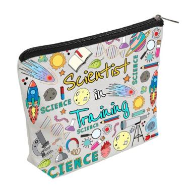Imagem de WZJHCL Bolsa de maquiagem Scientist In Training, kit de cosméticos científicos, entusiastas da ciência, bolsa de armazenamento de haste de presente, Treinamento de cientistas, Tendência