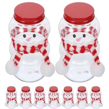 Imagem de MAGICLULU 10Pcs Boneco de Neve Garrafas de Suco de Plástico com Tampa e Cachecóis Frascos de Doces de Natal Transparentes Garrafas de Água Reutilizáveis Vazias para Smoothies Bebidas de Leite 500Ml