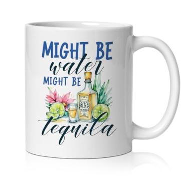 Imagem de BEHIFL Caneca Might Be Water Might Be Tequila, presentes para amantes de tequila, xícara de café de cerâmica, presentes de álcool para homens e mulheres, caneca de chá de café de cerâmica mexicana 325