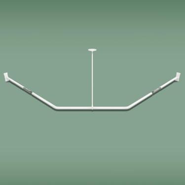 Imagem de Naiture varão de cortina de chuveiro neo-angular de alumínio com suporte de teto, 91 x 66 x 91 cm, acabamento branco brilhante