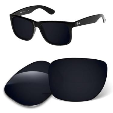 Imagem de Lentes de substituição de 1,6 mm compatíveis com óculos de sol Ray-Ban Justin RB4165 54 mm, resistente a arranhões e impactos (preto escuro)