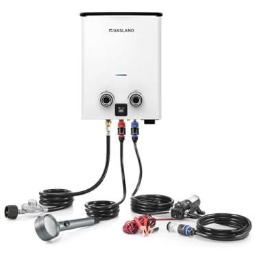 Imagem de GASLAND Aquecedor de água Goshower G5 Pro sem tanque de propano externo 1,32 GPM, aquecedor de água a gás portátil com bomba e filtro de tubulação para fora da rede, aquecedor de água quente portátil