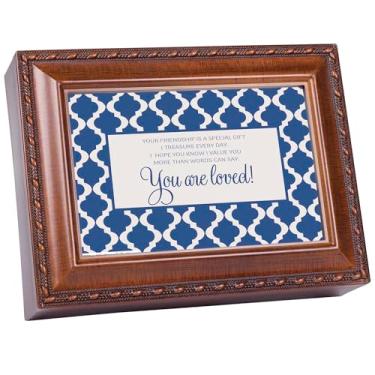 Imagem de Cottage Garden Caixa de joias com foto de bugiganga musical toca melodia que os amigos são para 15 x 20 cm, acrílico e vidro, sua amizade é um presente