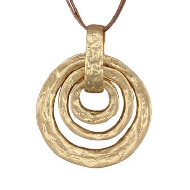 Imagem de joymiao Colares boêmios femininos longos de couro com pingente grande, joia hippie boho, colar com pingente, Couro sintético, Sem Pedra Preciosa