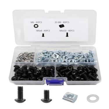 Imagem de FORRCKY 200 peças de perfil de extrusão de alumínio 2020 com porcas de ranhura M6 T e parafusos, porca deslizante T M6x8 10 mm, arruelas, para hardware extrudado série 2040 20 acessórios de extrusão T