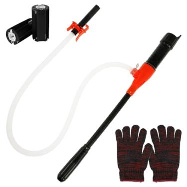 Imagem de LYIYEYAN Bomba de transferência de combustível alimentada por bateria, sifão elétrico portátil com bocal de controle de fluxo, ajuste universal para ATV, gasolina e diesel, operação manual