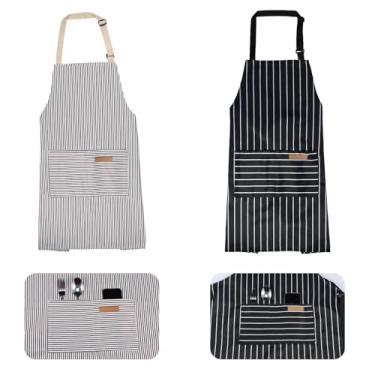 Imagem de Aventais de cozinha aventais de algodão algodão mistura de poliéster avental ajustável babador ajustável avental de chef macio avental de restaurante para mulheres homens