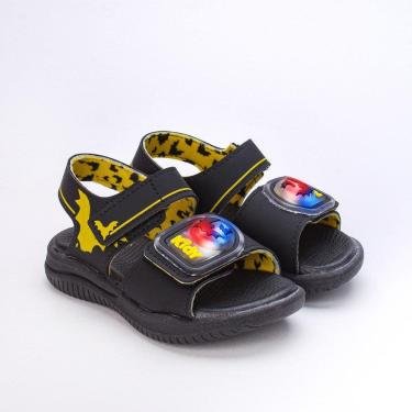 Imagem de Sandália Papete Infantil Kidy Led Morcego Preto e Amarelo