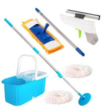 Imagem de Balde Mop Esfregão com Rodinhas, Rodo limpa vidro e Mop Tira Pó - Vend