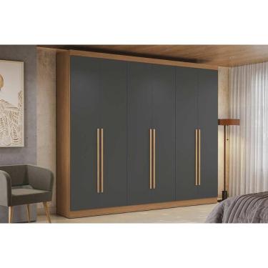 Imagem de Guarda Roupa Casal 6 Portas e 3 Gavetas T580 Canela/Grafite - Kappesberg