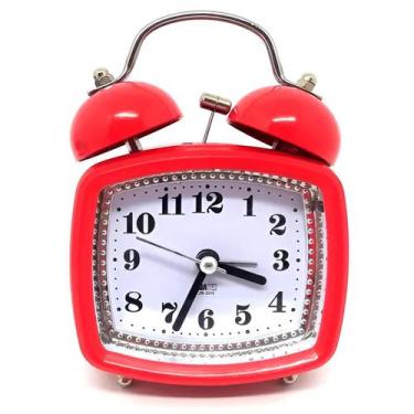 Imagem de Relógio Despertador Analógico Retrô Vermelho Pequeno Vintage - Shopmix