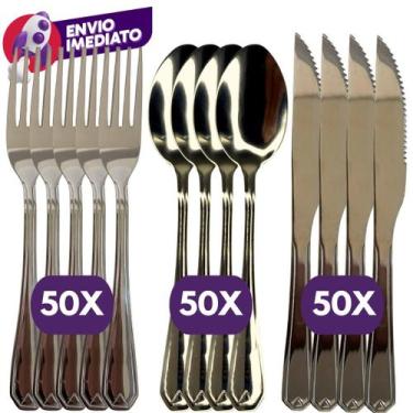 Imagem de Conjunto Talher Garfo Colher Faca Refeição Jantar Churrasco Inox Premi