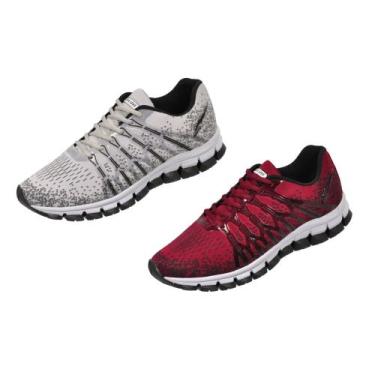 Imagem de Tênis Lançamento Masculino kit Olymp Mega leve, Gelo, Bordô, 42