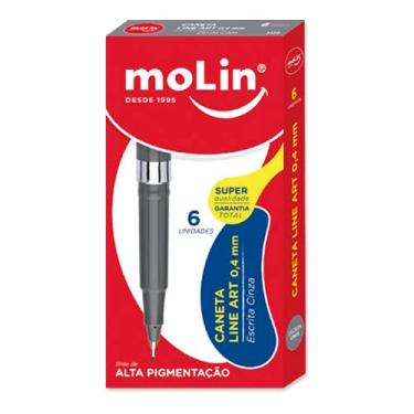 Imagem de Caneta Line Art 0,4mm - Caixa com 6 Unidades - Cinza