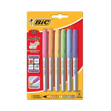 Imagem de Marcador Permanente Bic Color Pastel com 6 Cores 1.1mm