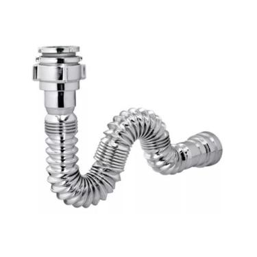 Imagem de Sifão Extensível Sanfonado Flexível PVC Cromado Brilhante Até 70cm Coz